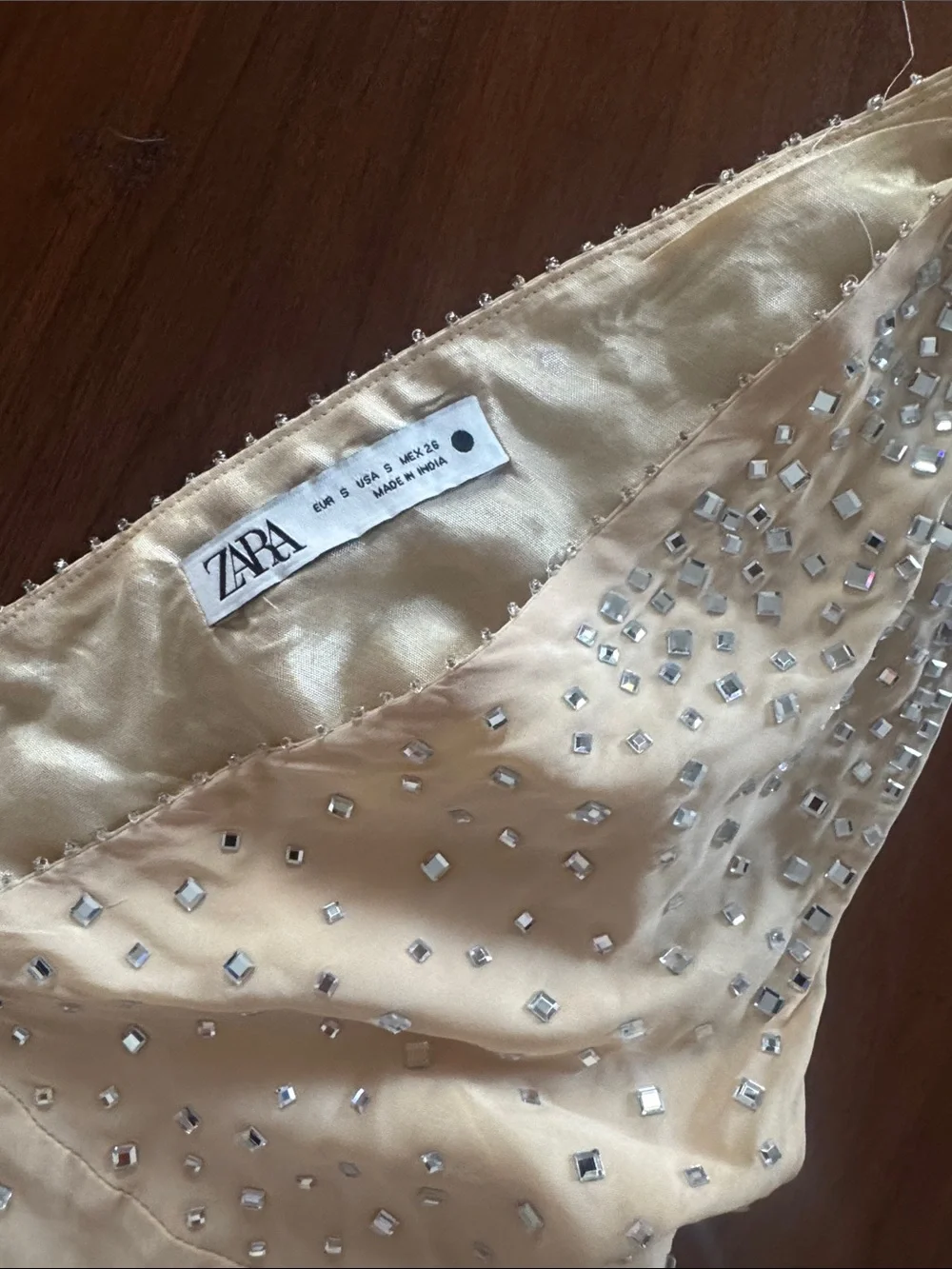 Zara Cream Beaded V-Neck Mini Dress - Picture 3 of 7